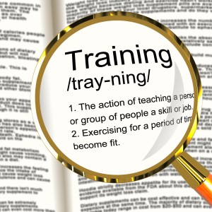 Training Definition Magnifier Showing Education Instruction Or Coaching