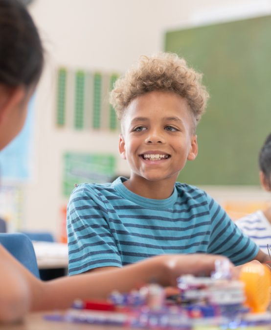 Elementary Students Working on a Stem Project stock photo